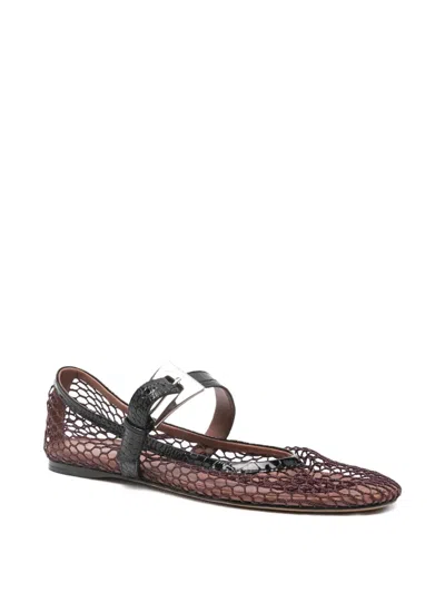 Paris Texas Sveva Mesh-panel Buckle Ballet Flats