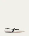 Paris Texas Ballet Flats In White Mesh And Black Croco-embossed Leather In White-black
