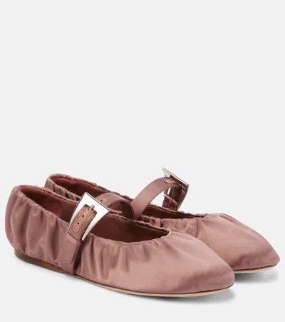 Paris Texas Sveva Satin Ballet Flats In Dark Phard