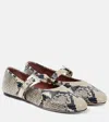 Paris Texas Sveva Snake-embossed Mary Jane Ballerina Flats In Black