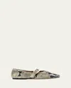 Paris Texas Sveva Snake-embossed Mary Jane Ballerina Flats In Naturale