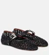 Paris Texas Sveva Woven Leather-trimmed Ballet Flats In Black