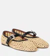 Paris Texas 'sveva' Beige Ballet Flats With Woven Design And Buckle Closure In Fabric And Leather Woman In Neutrals