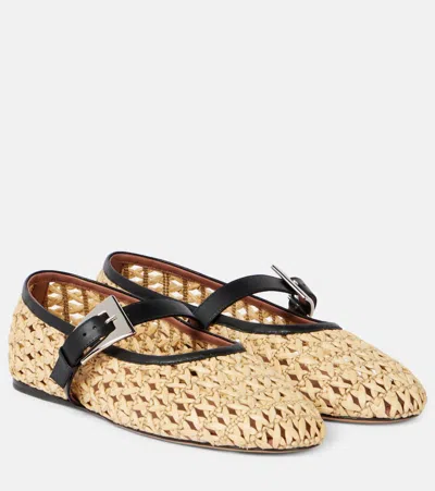 Paris Texas 'sveva' Beige Ballet Flats With Woven Design And Buckle Closure In Fabric And Leather Woman