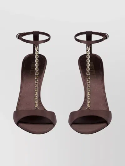 Paris Texas T-strap Sandal Stiletto Heel In Brown