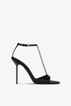 Paris Texas T-strap Sandals In Black Satin With Stud Detailing.
