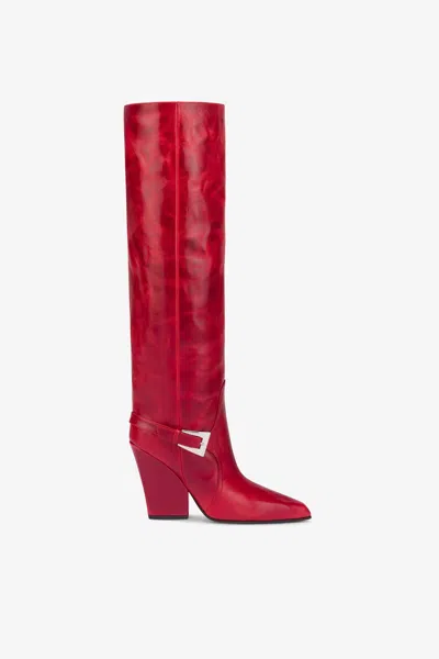 PARIS TEXAS TALL, KNEE-HIGH BOOTS IN SHINY FIESTA VINTAGE LEATHER