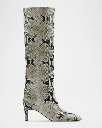 Paris Texas Tall Snake-embossed Stiletto Boots In Naturale