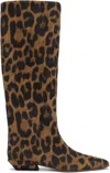 Paris Texas Tan & Black Bettina 25 Tall Boots In Natural Leopard