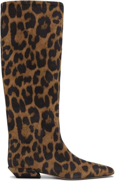 Paris Texas Tan & Black Bettina 25 Tall Boots In Natural Leopard