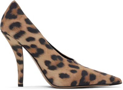 Paris Texas Tan & Black Jessica Heels In Leopard
