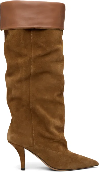 PARIS TEXAS TAN INES REVERSE MIDCALF 75 TALL BOOTS