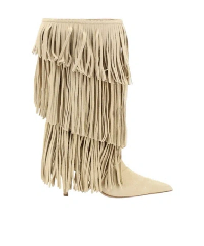 Paris Texas Tassel Detail Short Boots In Nude