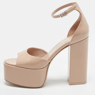 Pre-owned Paris Texas Tatiana Size 37.5 Beige Patent Leather Platform Sandals