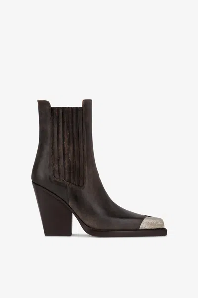 Paris Texas Texan Ankle Boots In Black Vintage-effect Leather.