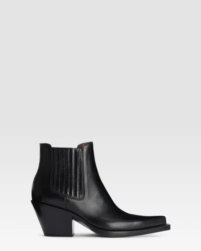 Paris Texas Texan Ankle Boots In Shiny Black Calf Leather