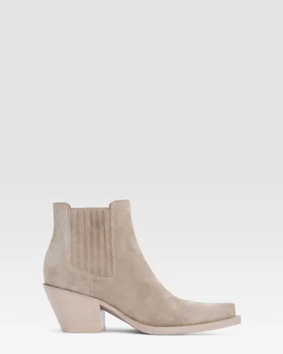 Paris Texas Texan Ankle Boots In Stone Calf Suede Leather In Gray