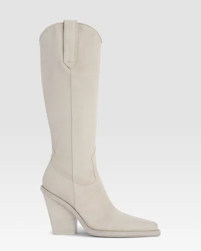 Paris Texas Texan Boots In Angora Calf Suede Leather In White