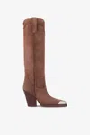 Paris Texas Texan Boots In Chocolate Calf Suede Leather In Brown