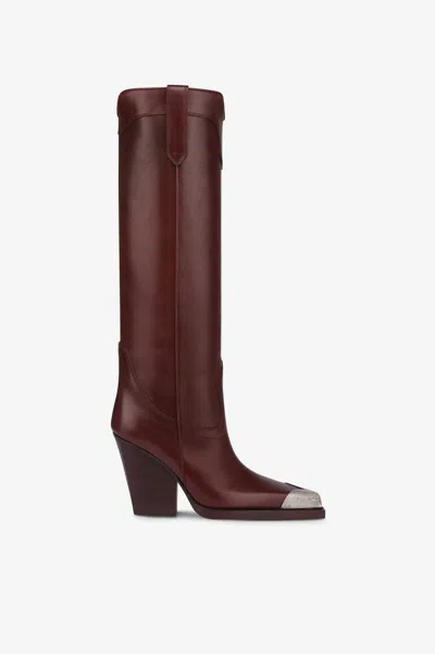 Paris Texas Texan Boots In Rouge Noir Calf Leather In Burgundy