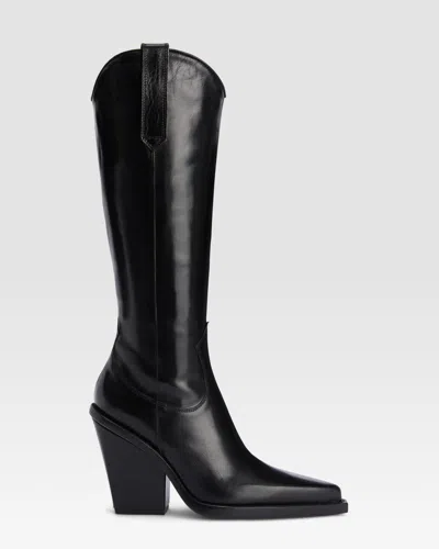 Paris Texas Texan Boots In Shiny Black Calf Leather