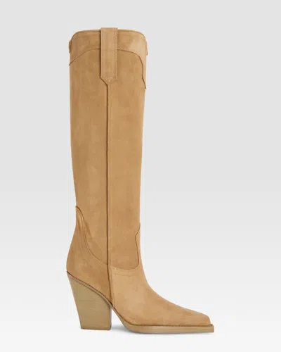 Paris Texas Texan Boots In Whisky Calf Suede Leather In Brown