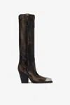 Paris Texas Texan-style Boots In Black Brushed Leather. In Black