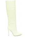 Paris Texas Textured Green Stiletto Long Boots In Yellow