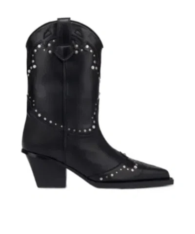 Paris Texas Thick Heeled Short Boots In Black