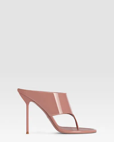 Paris Texas Thong Mules In Texas Rose Patent Leather In Pink