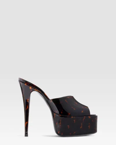 Paris Texas Tortoise Patent Leather Platform Mule In Brown
