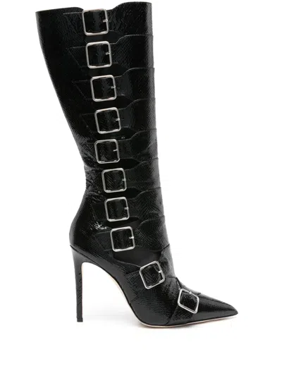 Paris Texas Tyra 100mm Buckled Leather Boots In Black