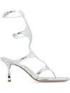 Paris Texas Uma 75mm Python-effect Gladiator Sandals In Silver
