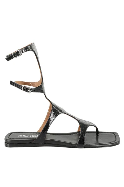 Paris Texas Uma Flat Sandal In Carbone