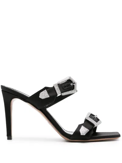 Paris Texas Ursula 85mm Satin Mules In Black