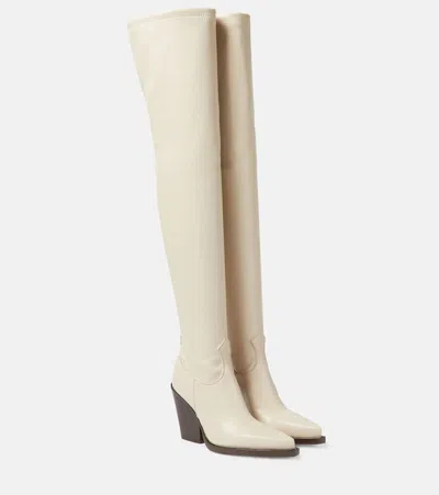 Paris Texas Vegas Faux Leather Over-the-knee Boots In White