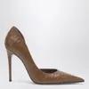 Paris Texas Vera 105 Coffee-colored Leather Pumps With Python-effect In Multi