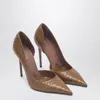 Paris Texas Vera 105 Coffee-colored Leather Pumps With Python-effect In Green