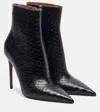 Paris Texas Vera 105 Snake-effect Leather Ankle Boots In Black