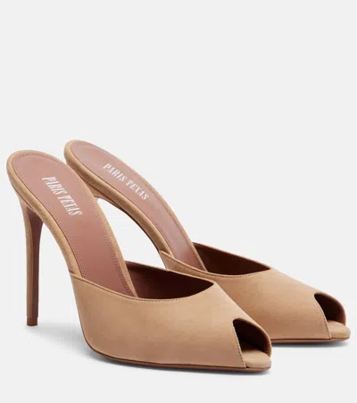 Paris Texas Vera 105 Suede Mules In Neutral