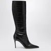 Paris Texas Vera 85 Charcoal Crocodile-effect Leather Boots In Black