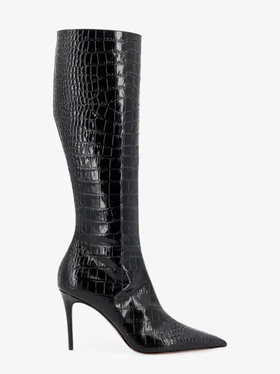 PARIS TEXAS VERA 85 CROCO EFFECT LEATHER BOOTS