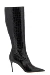 Paris Texas Vera 85 Charcoal Crocodile-effect Leather Boots In Black