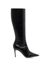 Paris Texas Vera 85 Charcoal Crocodile-effect Leather Boots In Black