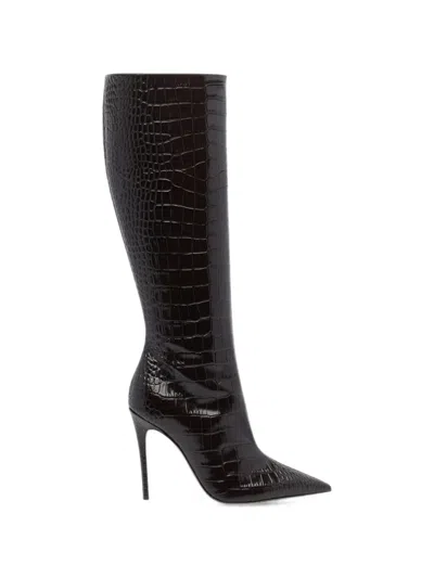 Paris Texas Vera Crocodile-effect Tall Boots In Black