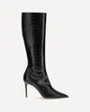 Paris Texas Vera 85 Charcoal Crocodile-effect Leather Boots In Black