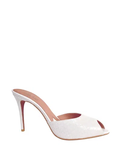 Paris Texas Vera Crocodile-effect Open-toe Heeled Sandals In White