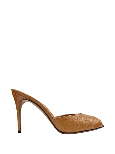 Paris Texas Vera Crocodile-effect Open-toe Sandals In Brown
