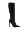 Paris Texas Stiletto 105 Croc-embossed Leather Knee-high Boots In Black