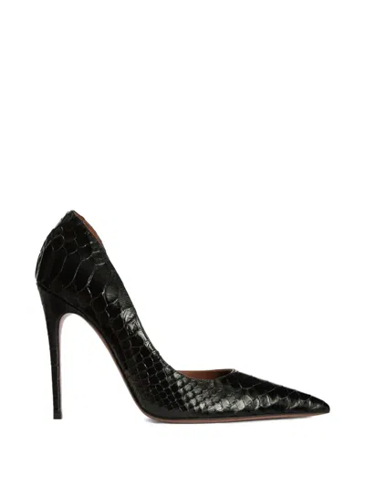 Paris Texas Vera Snakeskin Point-toe Pumps In Black